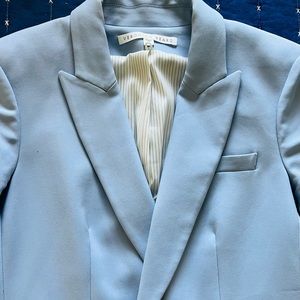 Veronica Beard light blue blazer. It’s one button with option to add a dickie.